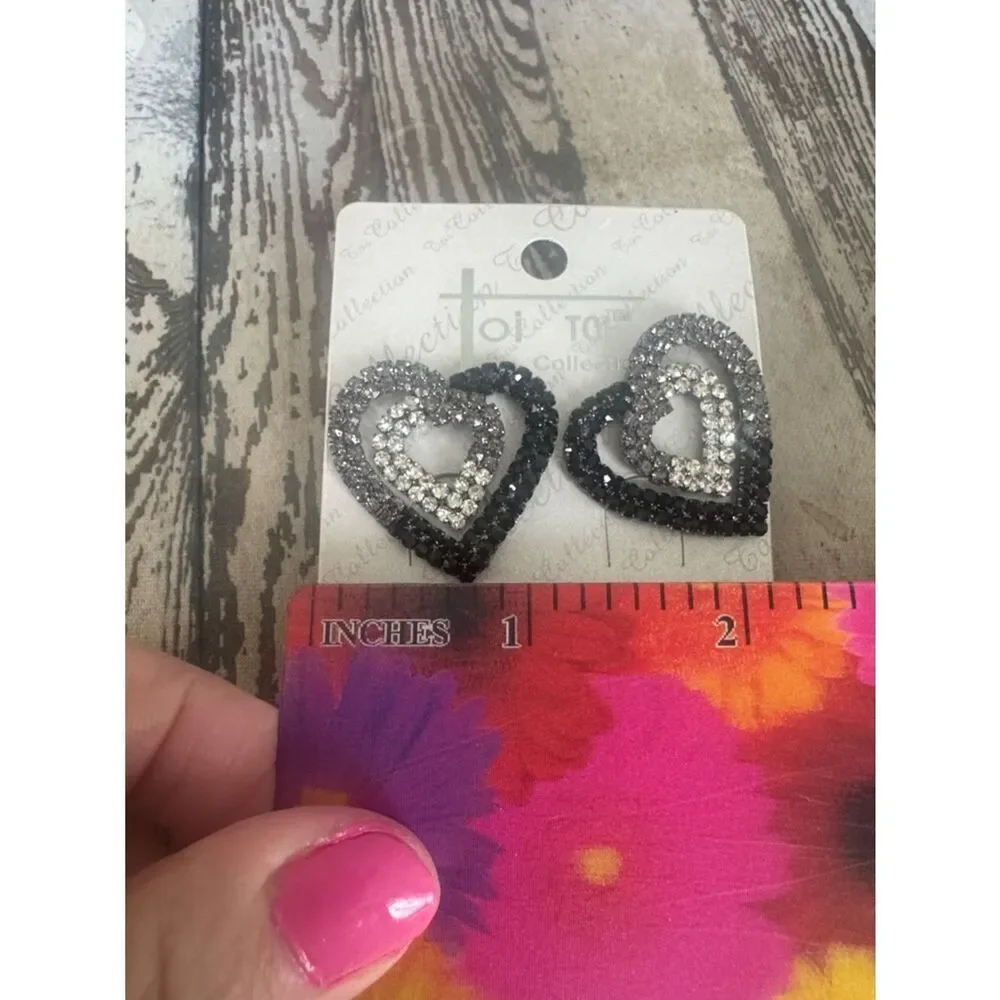 New! Classic French Pave Large Heart Earrings